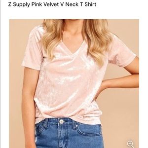 Z Supply Pink Velvet V-neck T-Shirt